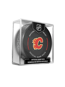 Calgary Flames NHL Hockey Official Game Puck IN CUBE
