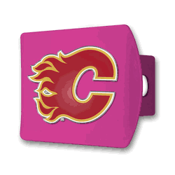 Calgary Flames Pink Metal Hitch Cover with  3D Color Emblem