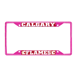 Calgary Flames Pink Metal License Plate Frame - 6.25"x12.25"