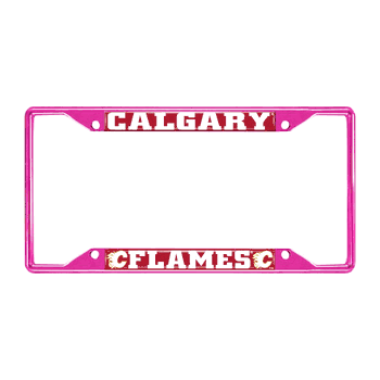 Calgary Flames Pink Metal License Plate Frame - 6.25