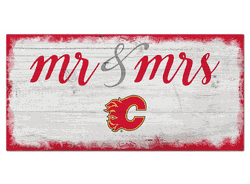 Calgary Flames Script Mr & Mrs 6x12 Sign