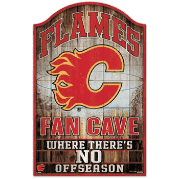 Calgary Flames Sign 11x17 Wood Fan Cave Design