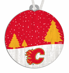 Calgary Flames Snow Scene Ornament
