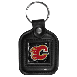Calgary Flames Square Leatherette Key Chain
