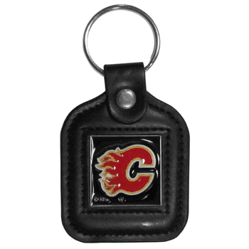 Calgary Flames Square Leatherette Key Chain