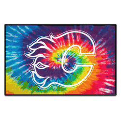 Calgary Flames Tie Dye Starter Mat Accent Rug - 19in. x 30in.