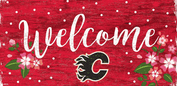 Calgary Flames Welcome Floral 6x12 Sign