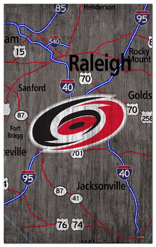 Carolina Hurricanes 11x19 City Map Sign