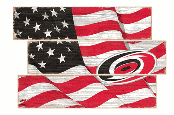 Carolina Hurricanes American Flag 3 Plank