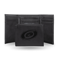 Carolina Hurricanes Black Laser Engraved Faux Leather Trifold