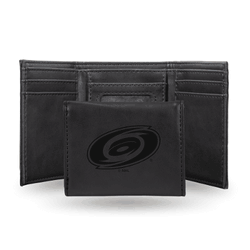 Carolina Hurricanes Black Laser Engraved Tri-Fold Wallet