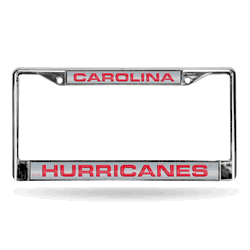 Carolina Hurricanes Laser Chrome Frame - Silver Background With Red Letters