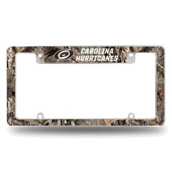 Carolina Hurricanes Mossy Oak 12" x 6" Chrome All Over Automotive License Plate Frame