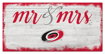 Carolina Hurricanes Script Mr & Mrs 6x12 Sign