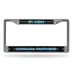Carolina Panthers #1 Mom 12" x 6" Silver Bling Chrome Car/Truck/SUV Auto Accessory