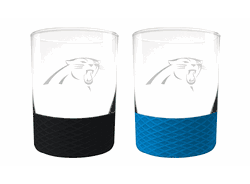 Carolina Panthers 2pc Laser Etched Commissioner Rocks Glass Set