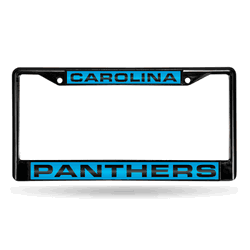 Carolina Panthers Black 12" x 6" Black Laser Cut Chrome Frame