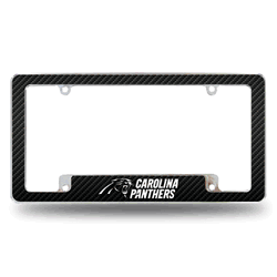 Carolina Panthers Black 12" x 6" Chrome All Over Automotive License Plate Frame for Car/Truck/SUV