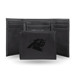 Carolina Panthers Black Laser Engraved Faux Leather Trifold