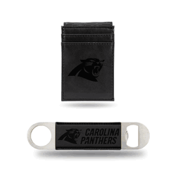 Carolina Panthers Black Laser Engraved Front Pocket Wallet & Bar Blade
