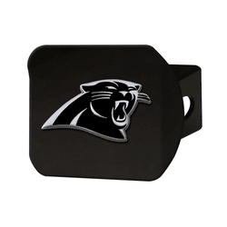 Carolina Panthers Black Metal Hitch Cover with Metal Chrome 3D Emblem