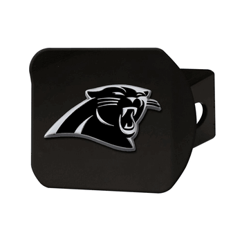 Carolina Panthers Black Metal Hitch Cover with Metal Chrome 3D Emblem