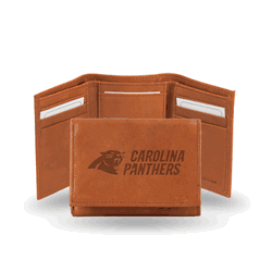 Carolina Panthers  Brown Embossed Genuine Leather Tri-Fold Wallet