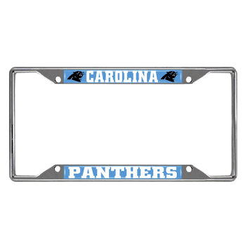 Carolina Panthers Chrome Metal License Plate Frame, 6.25in x 12.25in