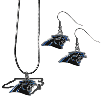 Carolina Panthers Dangle Earrings and State Necklace Set