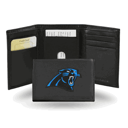 Carolina Panthers  Embroidered Genuine Leather Tri-fold Wallet 3.25" x 4.25" - Slim