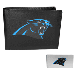 Carolina Panthers Leather Bi-fold Wallet & Money Clip