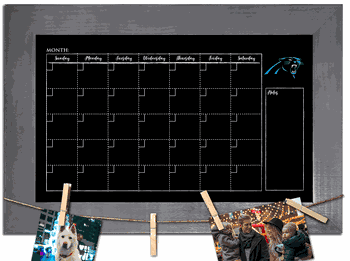 Carolina Panthers Monthly Chalkboard with frame & clothespins 11x19 Sign