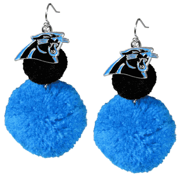Carolina Panthers Pom Pom Earrings