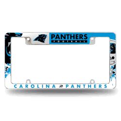 Carolina Panthers Primary 12" x 6" Chrome All Over Automotive License Plate Frame