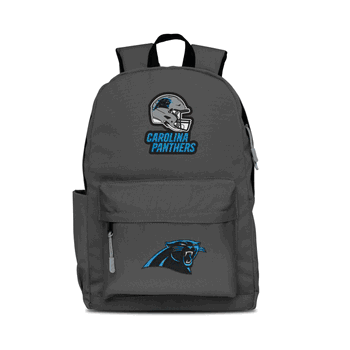 Carolina Panthers Two-Logo Campus Backpack, Gray, with Gray Zipper