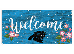 Carolina Panthers Welcome Floral 6x12 Sign