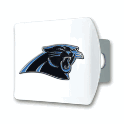 Carolina Panthers White Metal Hitch Cover with  3D Color Emblem