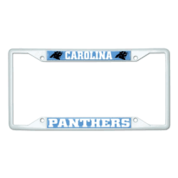 Carolina Panthers White Metal License Plate Frame - 6.25"x12.25"