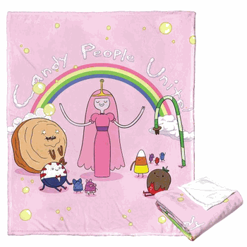 Cartoon Network Adventure Time Candy People Unite Silk Touch Throw Blanket 50x60 Inches