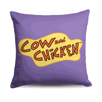Cartoon Network Cow And Chicken Logo Throw Pillow 18x18 Inches