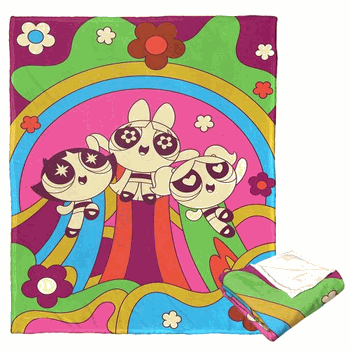 Cartoon Network Powerpuff Girls 70S Style Puffs Silk Touch Throw Blanket 50x60 Inches
