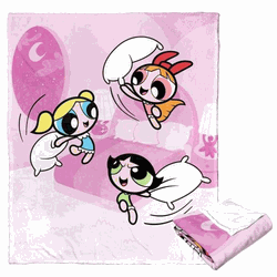 Cartoon Network Powerpuff Girls Super Powered Pillowfight Silk Touch Throw Blanket 50x60 Inches