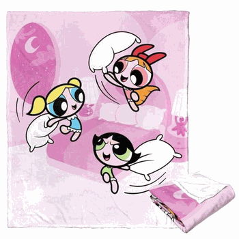 Cartoon Network Powerpuff Girls Super Powered Pillowfight Silk Touch Throw Blanket 50x60 Inches