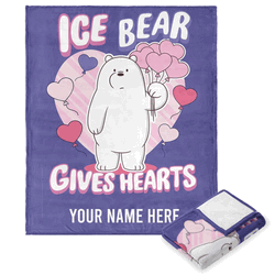 Cartoon Network We Bare Bears Ice Bear Gives Hearts Personalized Silk Touch Throw Blanket 50x60 Inches