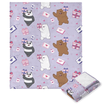 Cartoon Network We Bare Bears Love Letters Silk Touch Throw Blanket 50x60 Inches