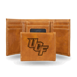 Central Florida Golden Knights UCF Brown Laser Engraved Faux Leather Trifold