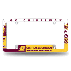 Central Michigan Chippewas Primary 12" x 6" Chrome All Over Automotive License Plate Frame