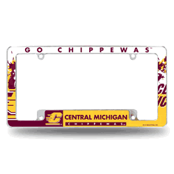 Central Michigan Chippewas Primary 12" x 6" Chrome All Over Automotive License Plate Frame for Car/Truck/SUV