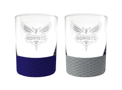 Charlotte Hornets 2pc Laser Etched Commissioner Rocks Glass Set