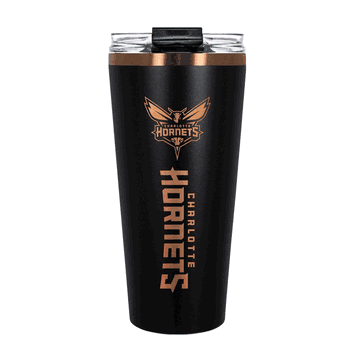 Charlotte Hornets 32oz Black and Copper Big Slim with Straw